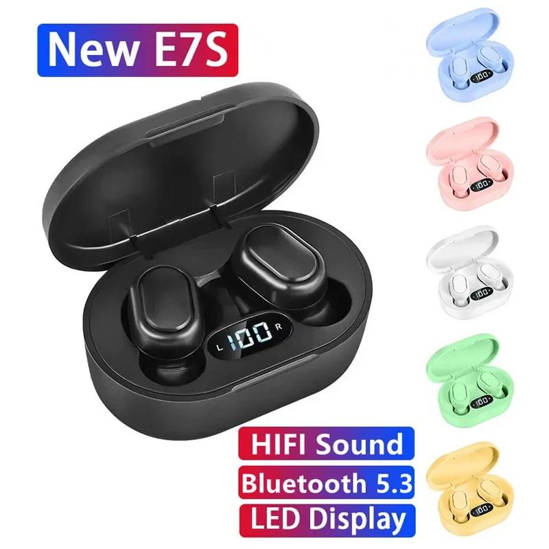 Auriculares inalámbricos E7S TWS con Bluetooth, cascos deportivos con Control, resistentes al agua, micrófono, música, funcionan en todos los teléfonos inteligentes