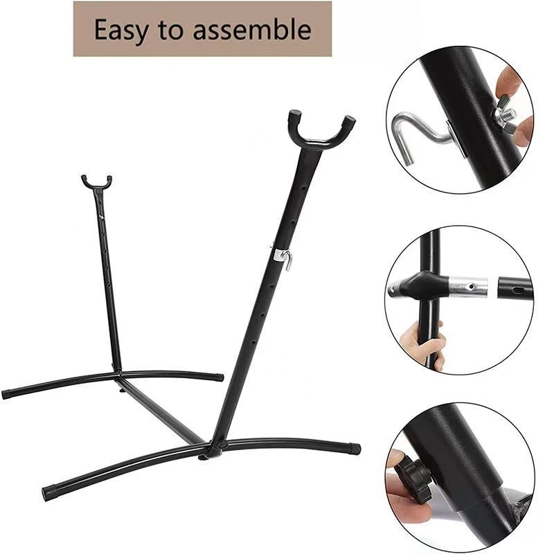 Marco de hamaca para acampar al aire libre, desmontable, fácil de llevar, estabilización de refuerzo, soporte de suelo de hierro, muebles de interior y exterior