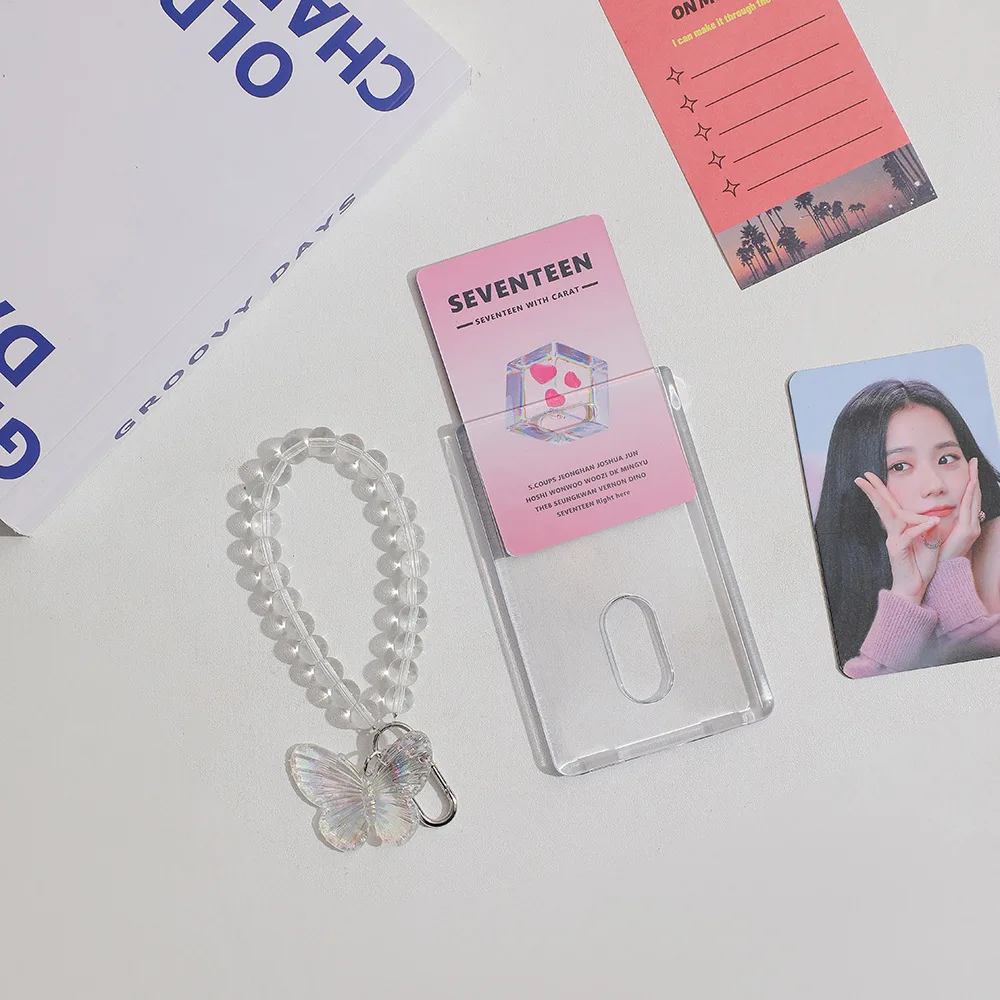 อะคริลิคโปร่งใสการ์ดนักเรียนรถบัสอาหารการ์ดป้องกันกรณี ID Photo Display พวงกุญแจจี้หญิง