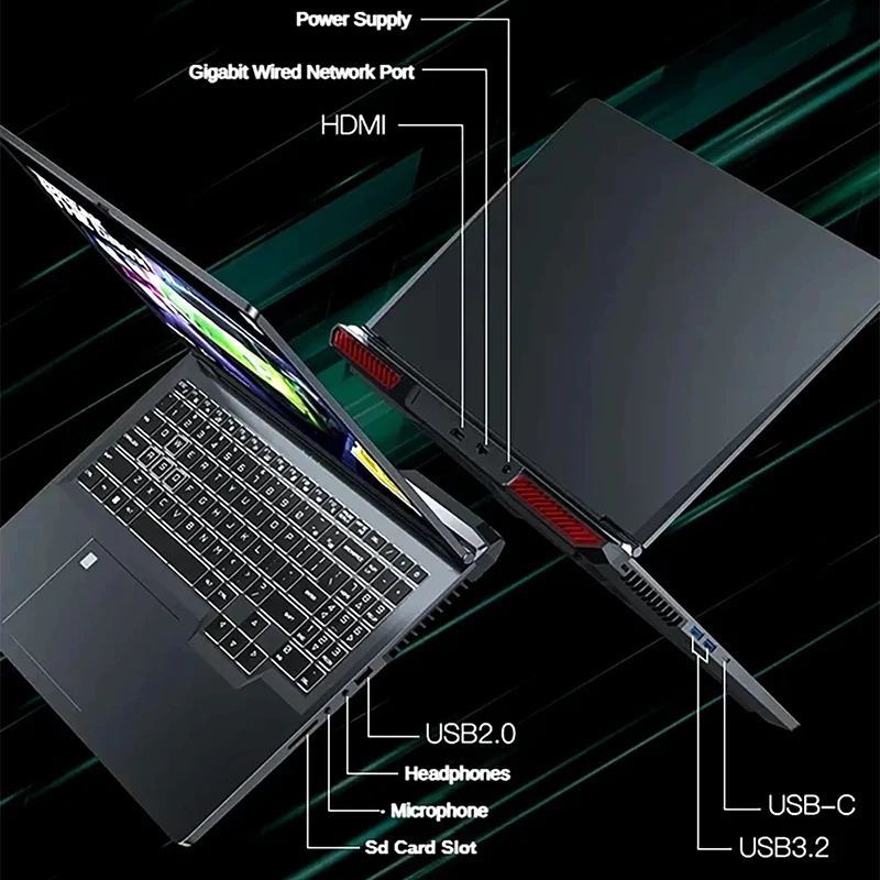 Gaming Laptop 16 inch Intel Core i9-12900H NVIDIA RTX 3060 6G 64GB RAM 4TB SSD DDR4 Win11 HD Camera WiFi5 BT5.2 Computer PC