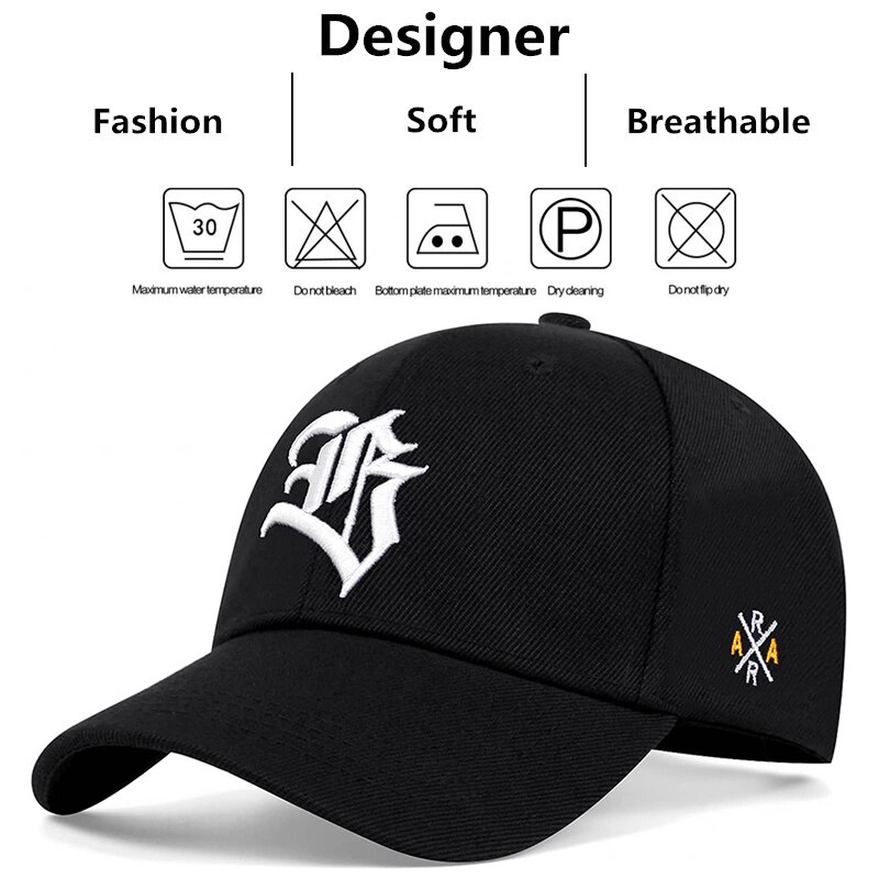 Gorras de béisbol con bordado geométrico de letras góticas Unisex, sombreros informales ajustables para exteriores para primavera y otoño, sombrero protector solar