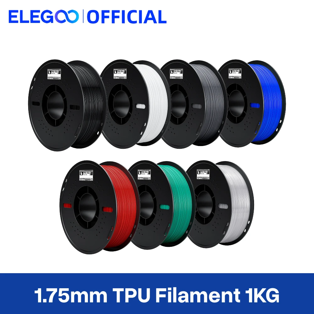 Нить для 3D-принтера ELEGOO TPU 1,75 мм, 1 кг, твердость по берегу 95 А, гибкая нить из ТПУ с высокой устойчивостью и эластичностью