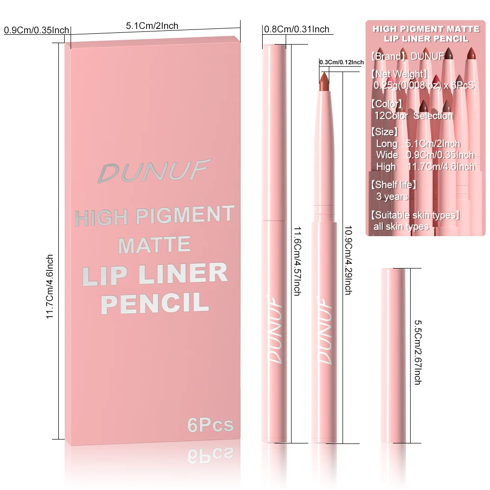 Set di penne per labbra da 6 pezzi Set di lucidalabbra a lunga durata, impermeabile, resistente al sudore, facile da colorare, che non sbiadisce, set di lucidalabbra, trucco di bellezza