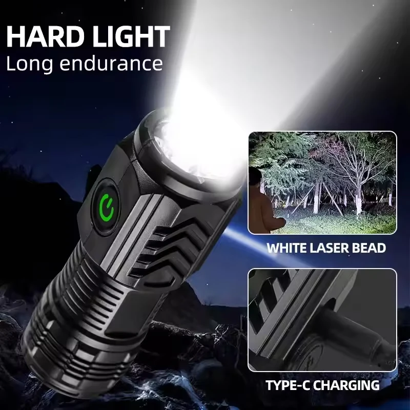 Ultra krachtige zaklamp 3-core LED mini-tactische zaklamp USB oplaadbare krachtige LED-zaklamp met magneet Handlamp Cadeau