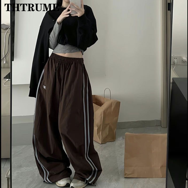 Y2K Vintage Frauen Lose Hosen Übergroßen Hip Hop Kordelzug Tasche Mode Chic Cargo Pant Casual Büro Dame Baggy Neue Hosen