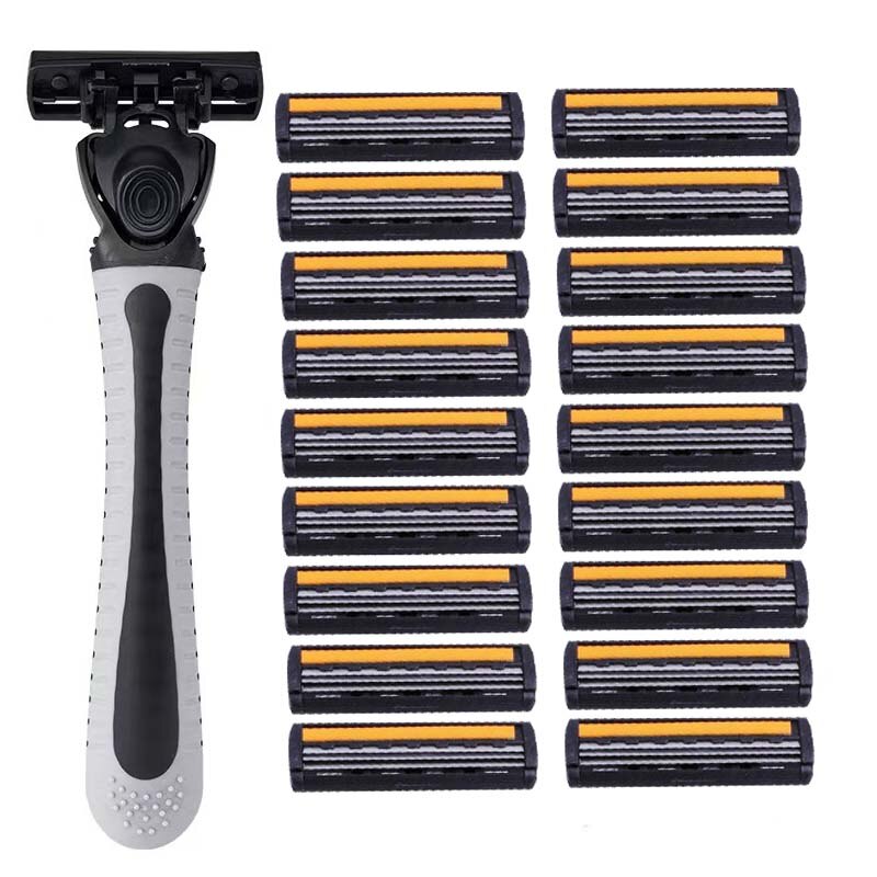 18PCS Rasoio manuale per uomo Maniglia antiscivolo Design Rasoi in acciaio inossidabile di alta qualità Lame di rasoio da barba Rasoio di sicurezza manuale