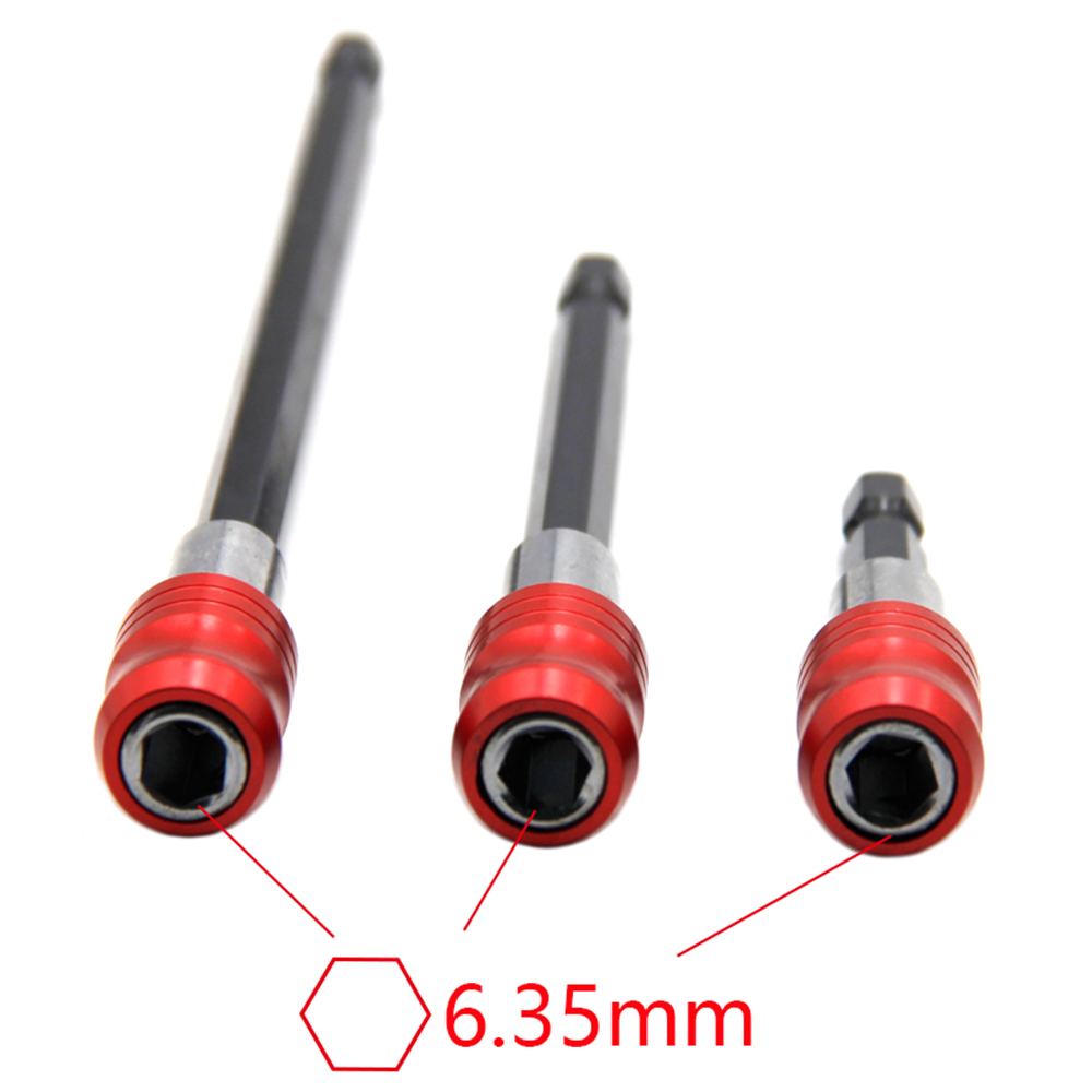 หกเหลี่ยมสีแดงสามชิ้นชุด QUICK RELEASE Self-locking EXTENSION Rod 60/100/150 มม.ไขควงหัว EXTENSION Rod