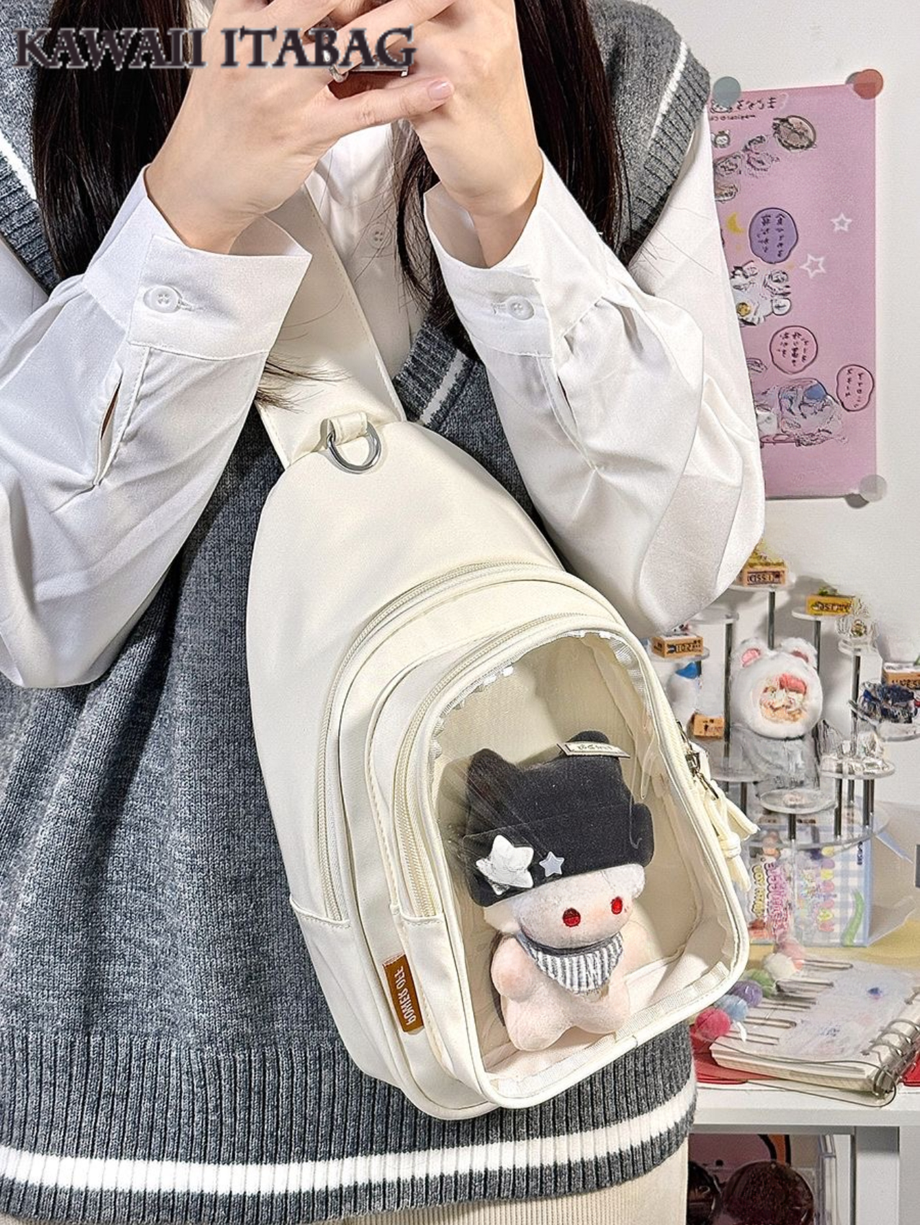 Kawaii японский Itabag для девочек, мягкий нейлоновый рюкзак, сумки через плечо, 10 см, кукла Ita, сумка для женщин с дисплеем, сумка через плечо