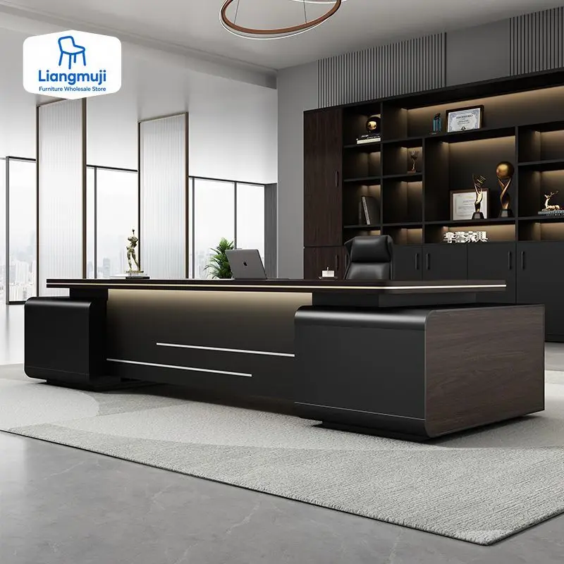 หรูหรา Boss โต๊ะทํางานไม้ Designer Vintage ที่ไม่ซ้ํากันโต๊ะคุณภาพสูง Modern Executive Schreibtisch เฟอร์นิเจอร์