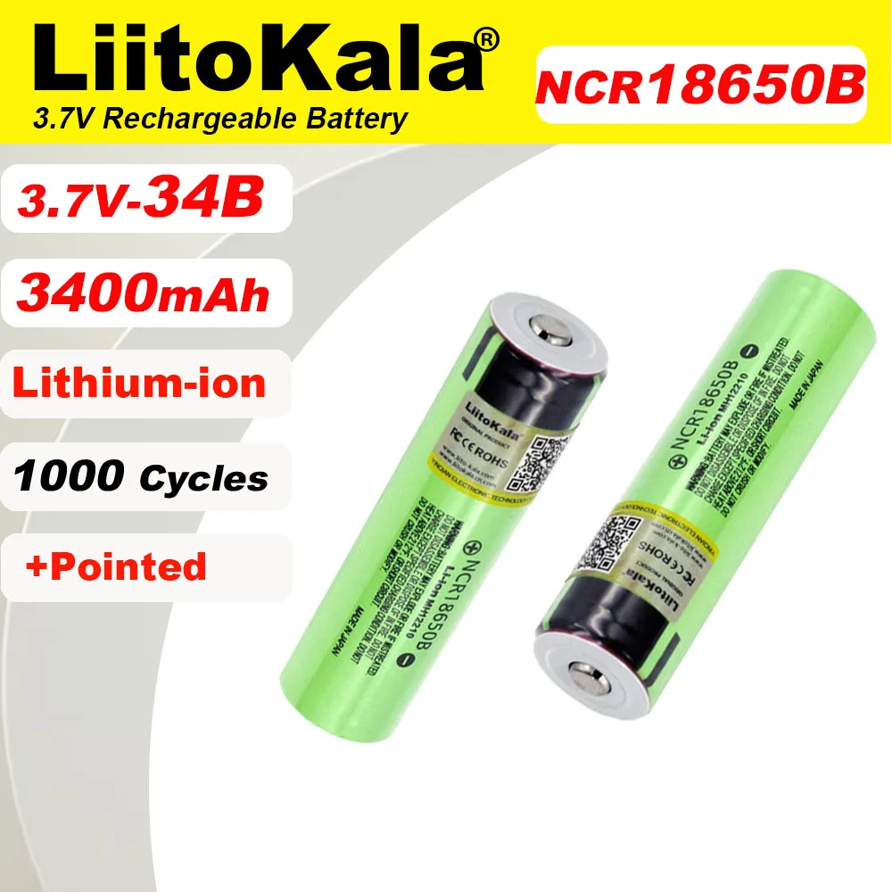 Heißer Liitokala Original NCR18650B 3,7 v 3400 mAh 18650 Lithium-Akku mit Spitzen (Keine PCB) batterien