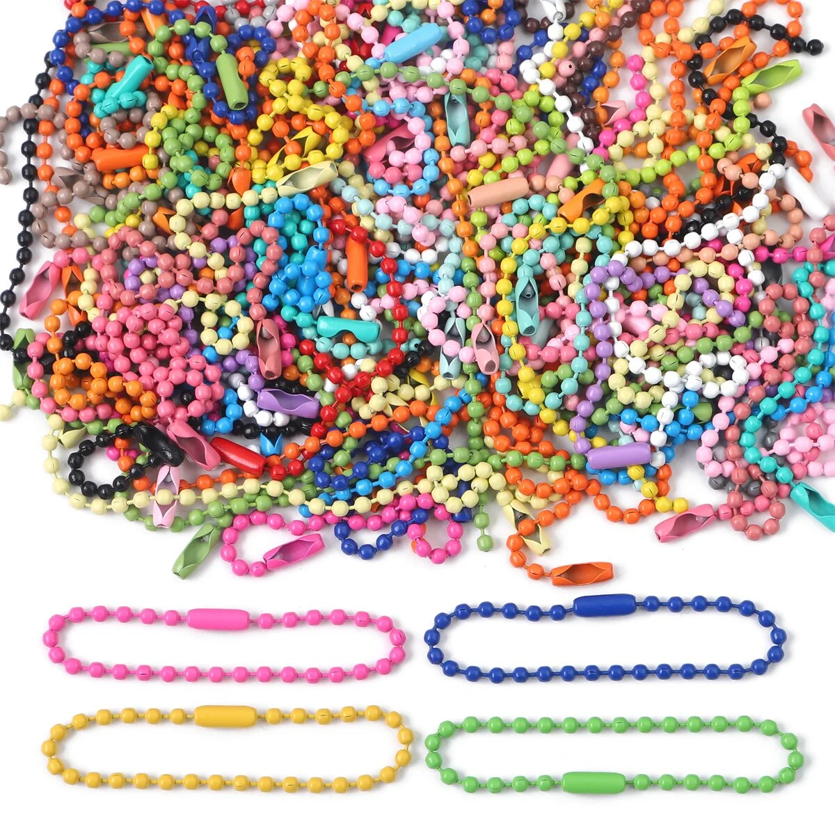 60pcs 철 스프레이 페인트 체인 비드 체인 버클 DIY 쥬얼리 액세서리 베이킹 페인트 컬러 태그 체인 펜던트 체인 어린이위한