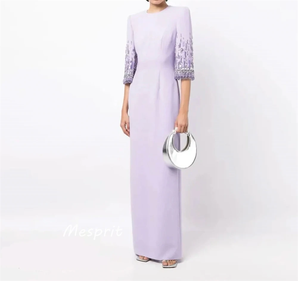 ที่กําหนดเอง Ball Mesprit ประณีตชุดราตรี O-Neck A-Line ประดับด้วยลูกปัด Sequined S Bespoke โอกาสพรหมซาอุดีอาระเบีย