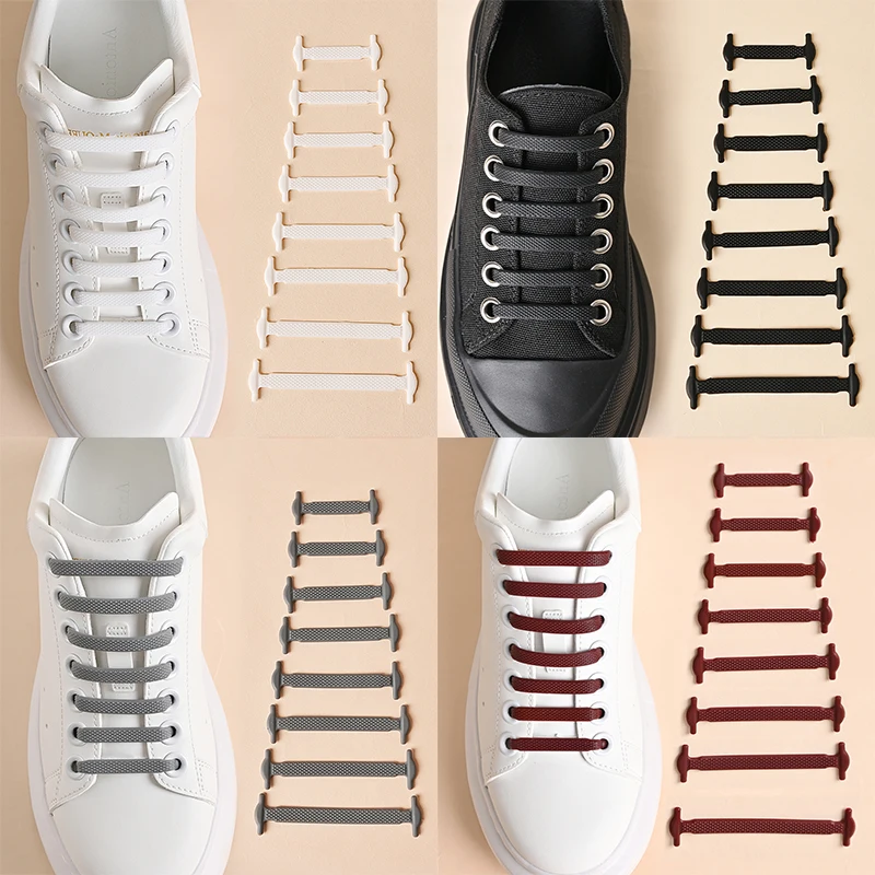 16 unids/lote cordones de silicona sin cordones 12 colores cordones de encaje elástico cordones de silicona perezosos creativos encaje de goma