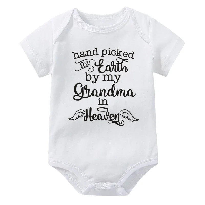 Body per neonati in cotone Tuta per neonato raccolti a mano per la terra di mia nonna/nonno nel paradiso Abiti estivi per bambini a maniche corte