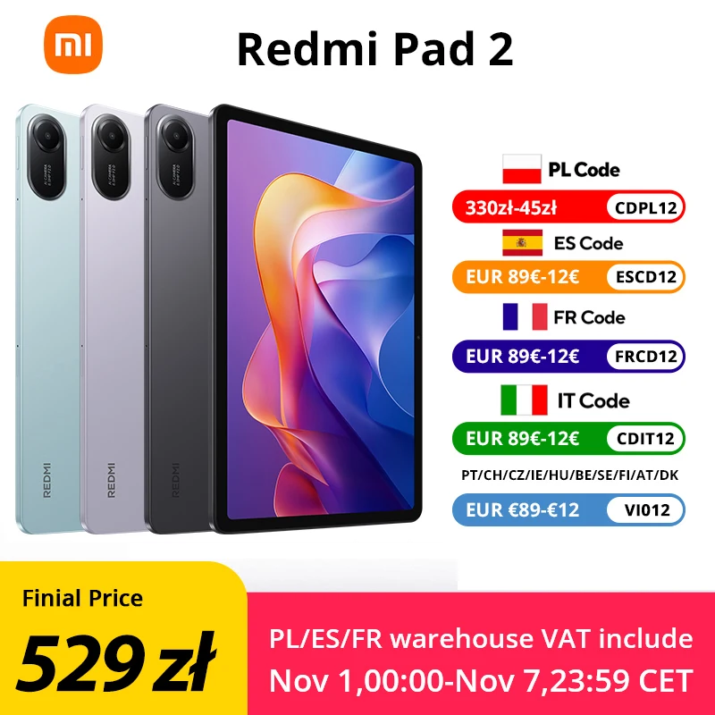 【Marca +】Xiaomi Redmi Pad 2 Advanced Helio G100-Ultra 11 "2.5K pantalla cristalina 9000mAh batería 18W carga rápida
