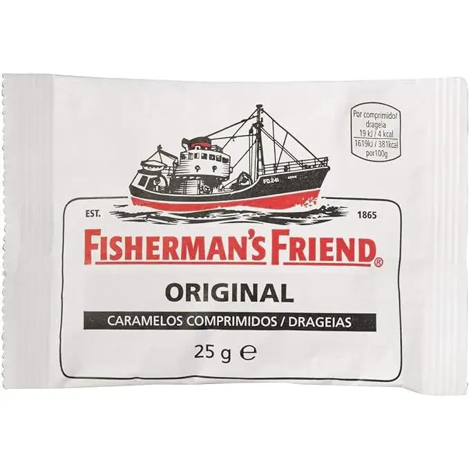 Fisherman's Friend Original, Caramelo Comprimido, com ou sem Açúcar, Sabor Extra Forte, à Base de alcaçuz, eucalipto e mentol, 24 Unidades