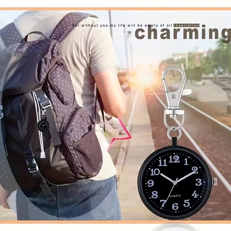 1pc New Mini Cute Keychain Watch Fashion Portable Quartz Pocket Watch with Keyring Men Women Watch Gift for Nurse Doctor Student