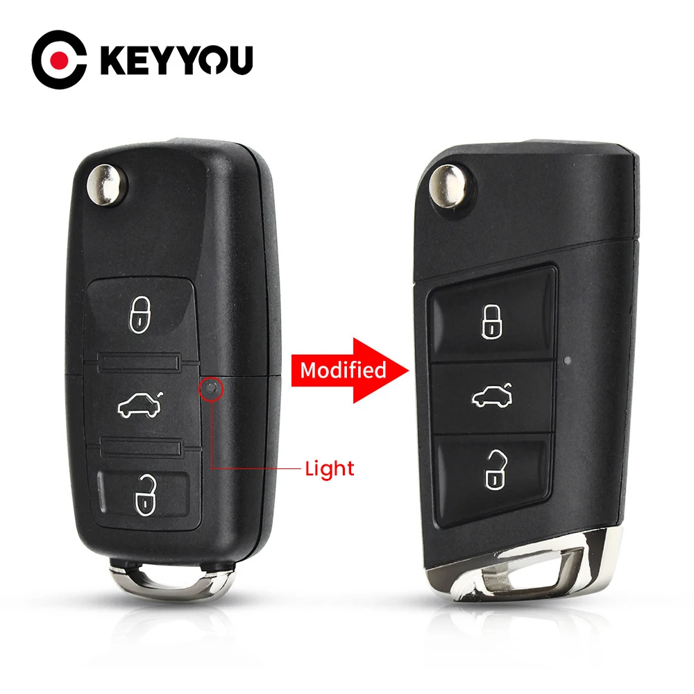 KEYYOU для Volkswagen VW Polo Passat B5 Golf MK5 Beetle модифицированный флип-брелок с дистанционным управлением, 3-кнопочный сменный чехол для автомобильного ключа
