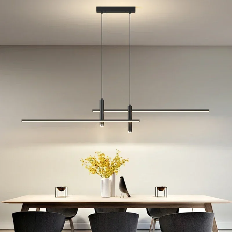 Lámpara colgante LED moderna, mesa de comedor regulable, cocina, candelabro minimalista de oro negro, decoración del hogar, accesorios de iluminación