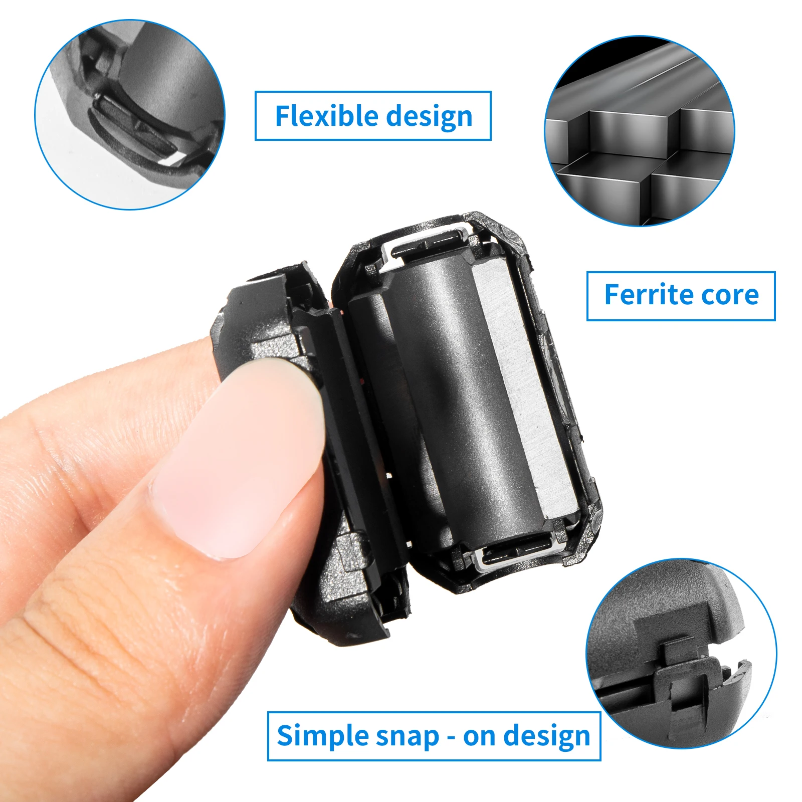 15pcs Clip-On NOISE FILTER,Ferrite Core Choke แหวน RFI EMI NOISE Suppressor สายคลิป 3.5-13 มม.