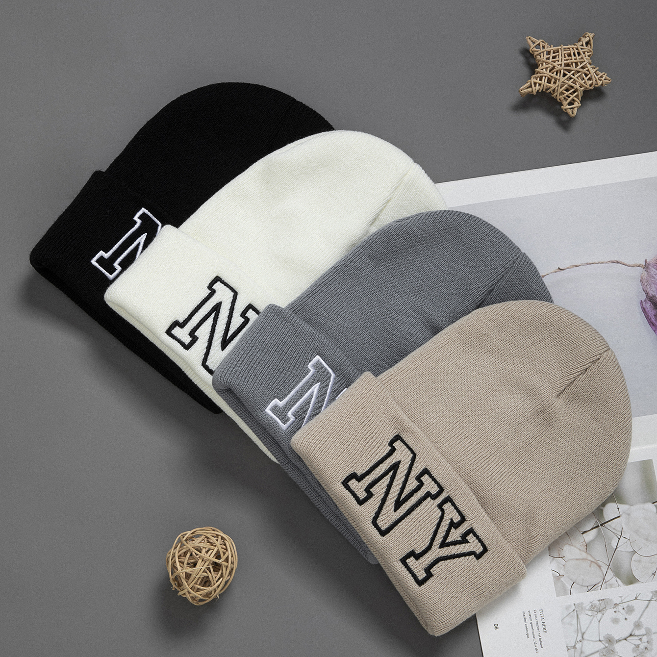 1 Stück Unisex bestickte Strickmütze Buchstaben NY Winter warme Wollmütze Modische All-Matching-Mütze