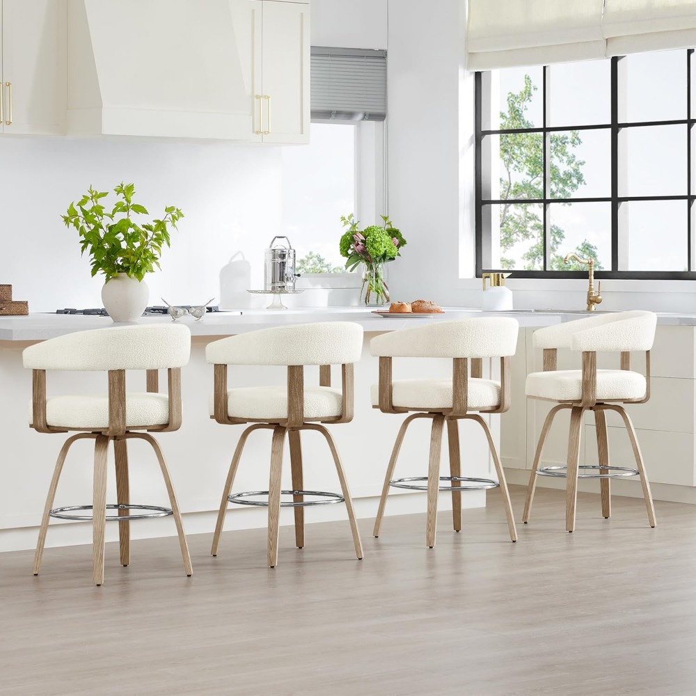 Swivel Counter Height Barstools Set of 2,Upholstered Bar Stools,with Back and Armrest for Kitchen Island Home Bar,27"Seat Height