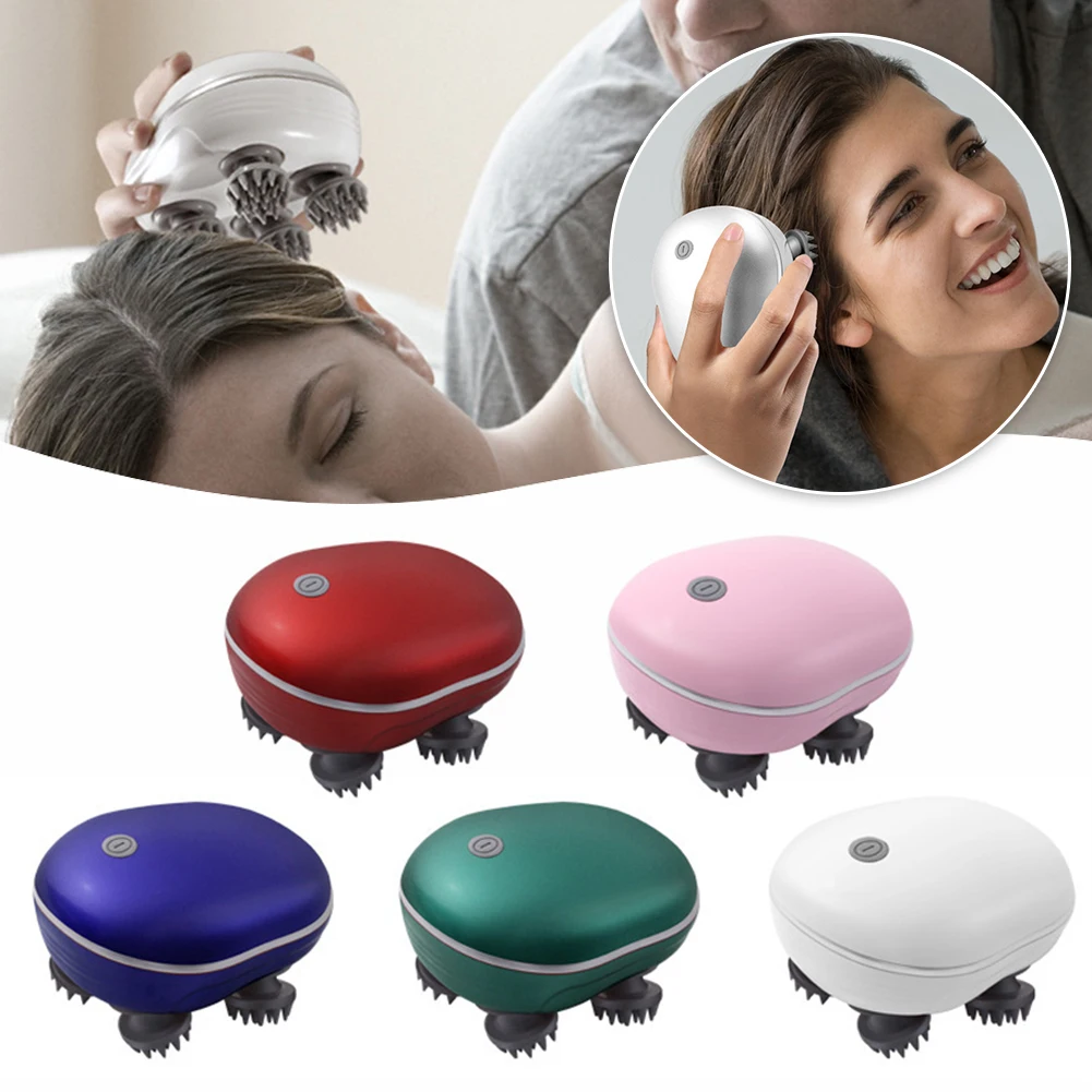 Massageador de cabeça elétrico portátil, antiestresse, relaxamento, massagem corporal, alívio de tensão muscular, massageador com quatro cabeças de massagem rotativas