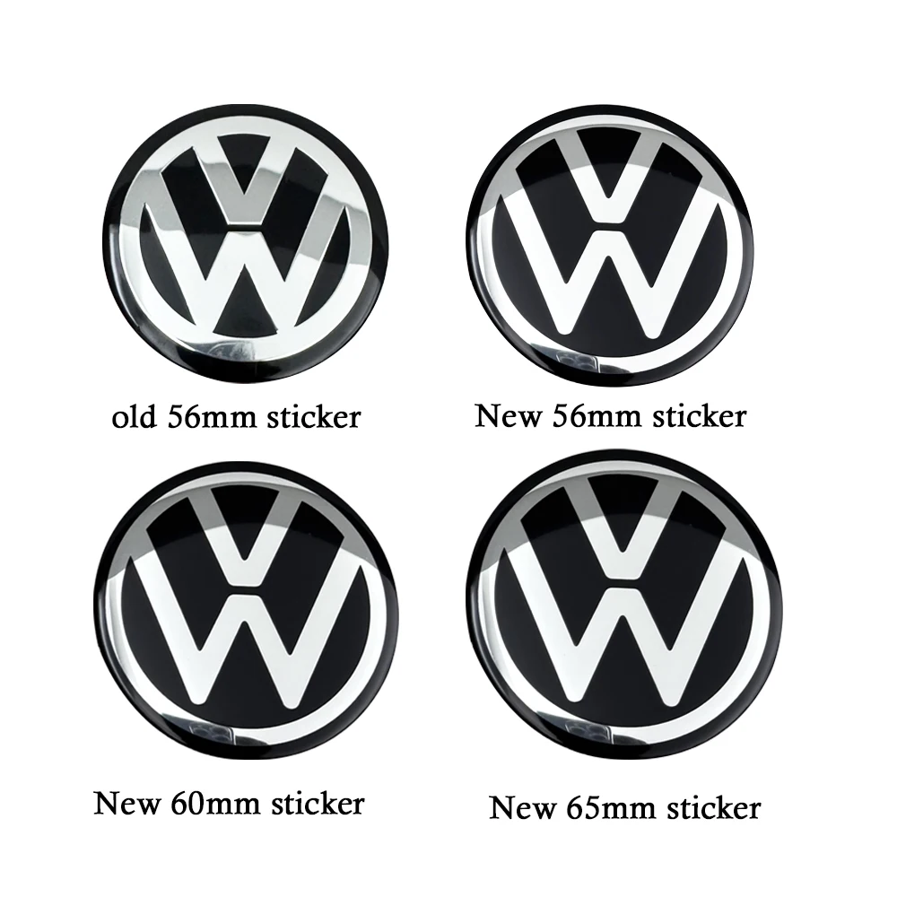 4 pçs 56mm 60mm 65mm 3d novo preto prata adesivos de roda de carro centro hub tampa emblema do carro decalque para vw gti r-line
