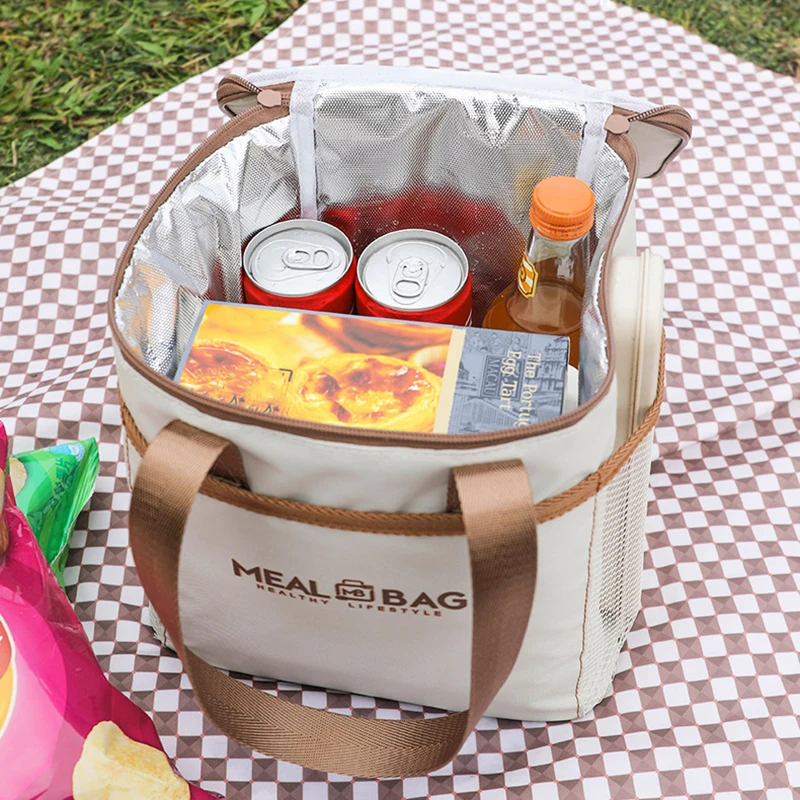 Tragbare Lunchtasche, isolierte Lebensmittelbox, wasserdichte, isolierte Box mit Schultergurt, handgehaltene Lunchbox-Tasche, frisches AluminiumA-DH