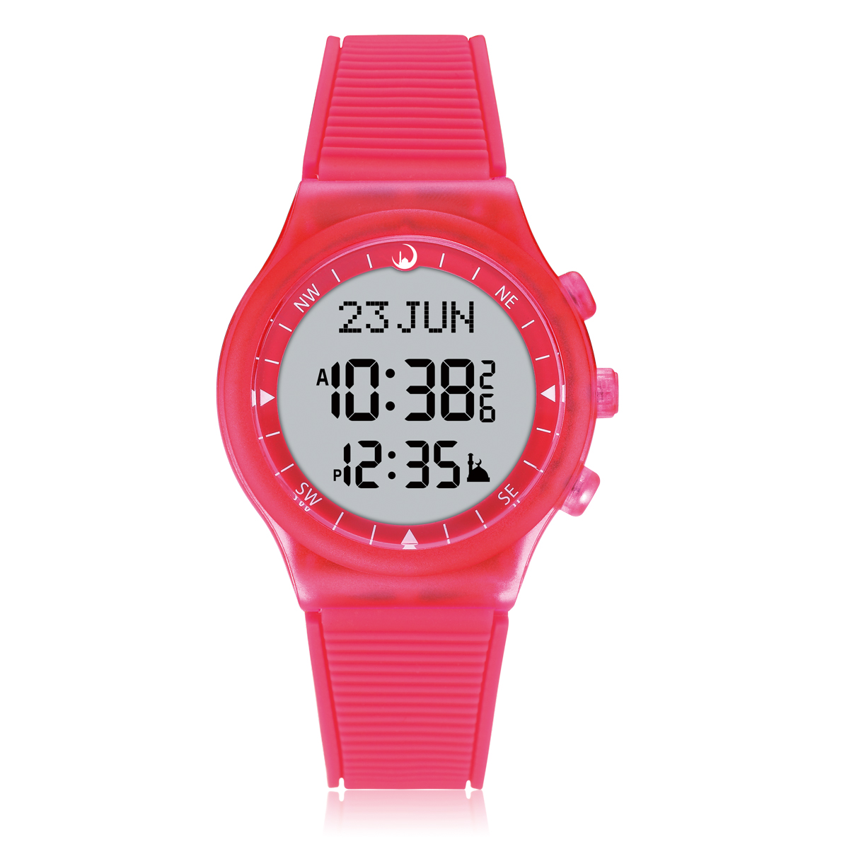 Reloj clásico AL-SAHAR Azan para oración musulmana, brújula Qibla automática, reloj deportivo con retroiluminación EL, calendario Hijri, reloj despertador de tiempo Fajr