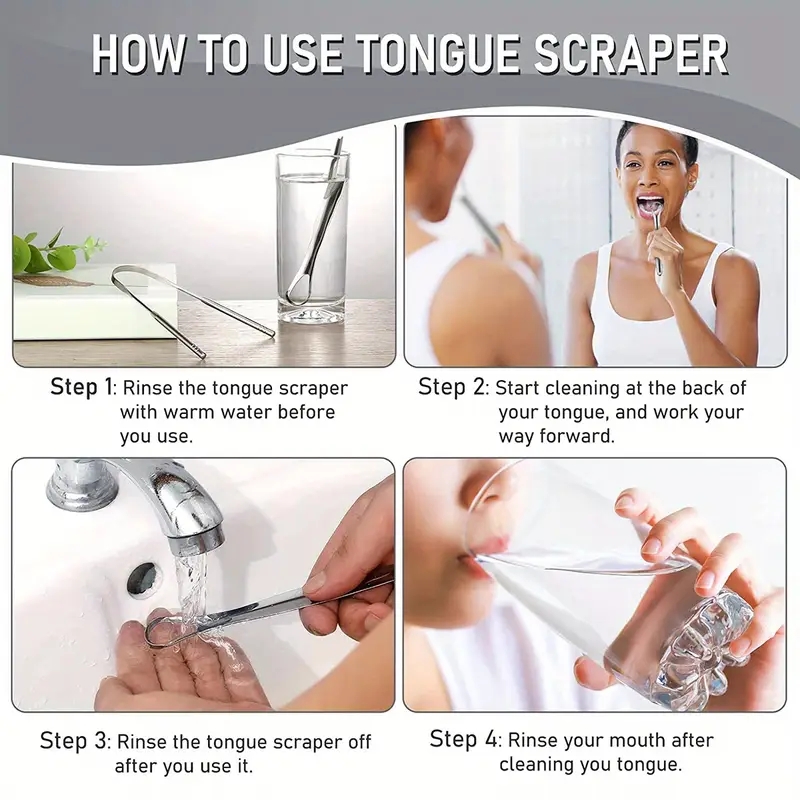 Stainless Steel Tongue 1pc Scraper Tongue Coating Cleaner TongueCoating Brush Cleaning Tongue Coating Removing Bad Breath OralCa