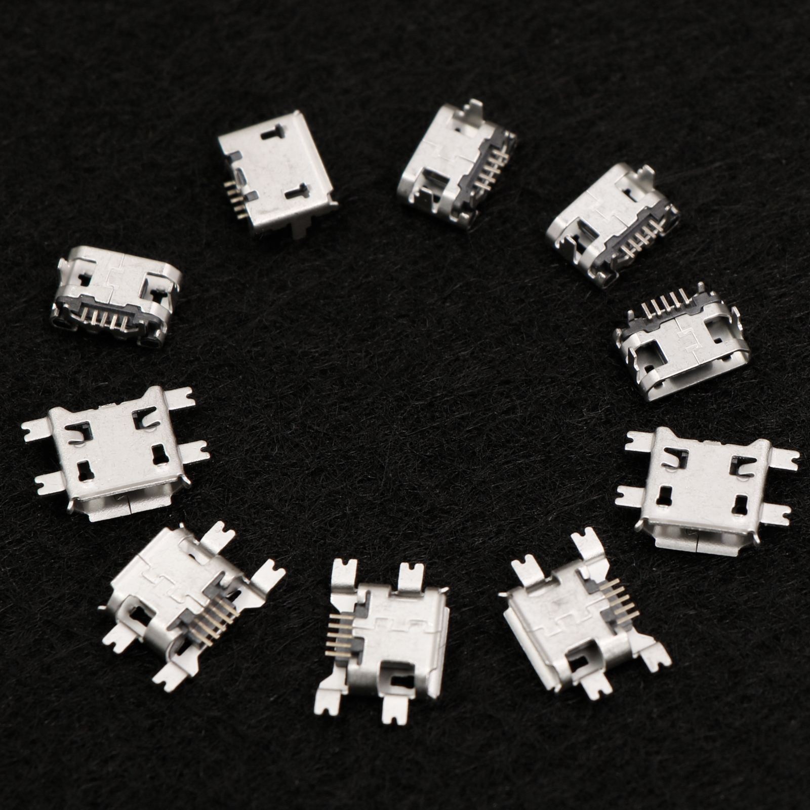 50/60 Stück 5-poliger SMT-Buchsenstecker, Micro-USB, Typ B, weibliche Platzierung, 12 Modelle, SMD-DIP-Buchse für PCB, DIY-Aufladung