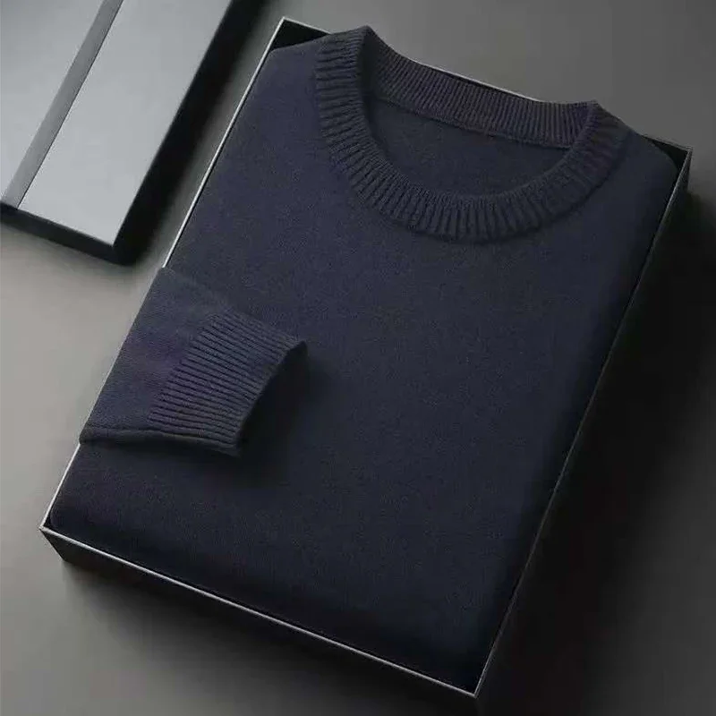 Klassischer Herren-Strickpullover mit Rundhalsausschnitt, langärmelig, weich, lässig, leicht, einfarbig, weich, für Herren