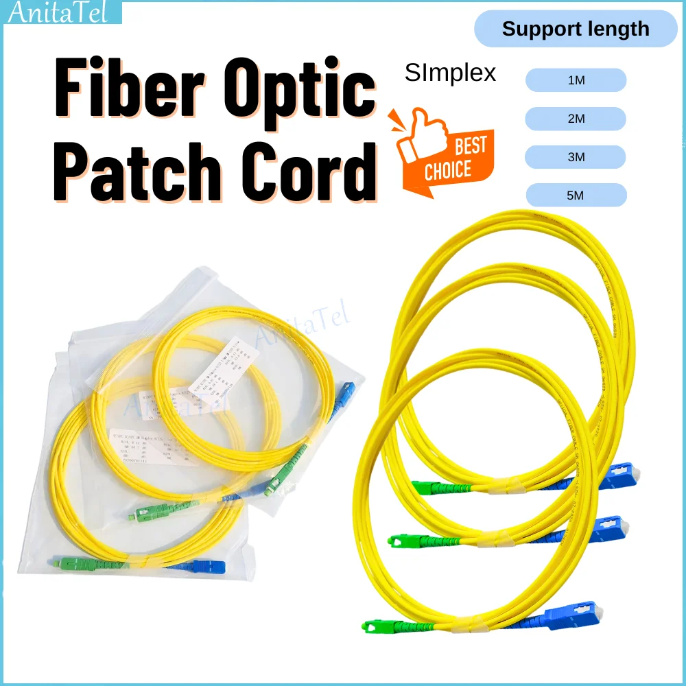10 Uds SC/APC-SC/UPC Cable de conexión de fibra óptica Simplex FTTH SM monomodo 1m/2m/3m/5m/10m puente de fibra óptica 2,0mm o 3,0mm