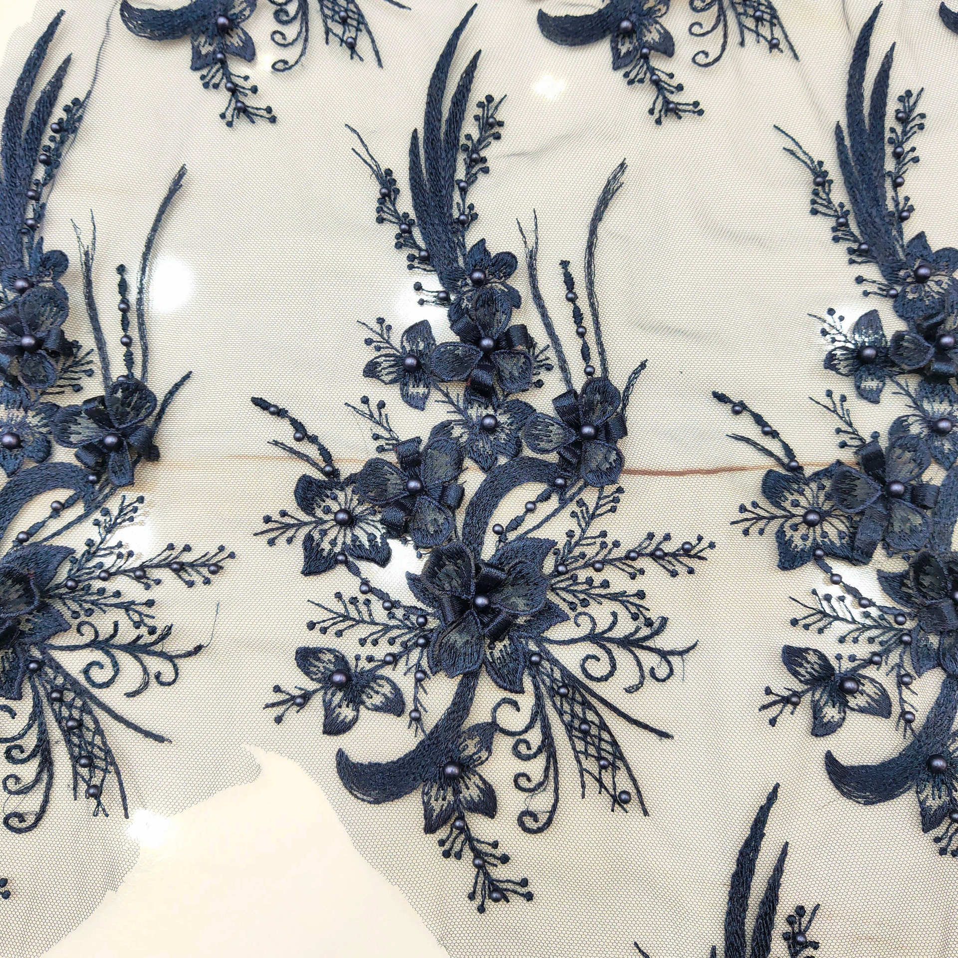 1PCS Mesh perlen drei-dimensionale stickerei spitze stickerei diy kleidung dekorative zubehör patch 3D spitze applique