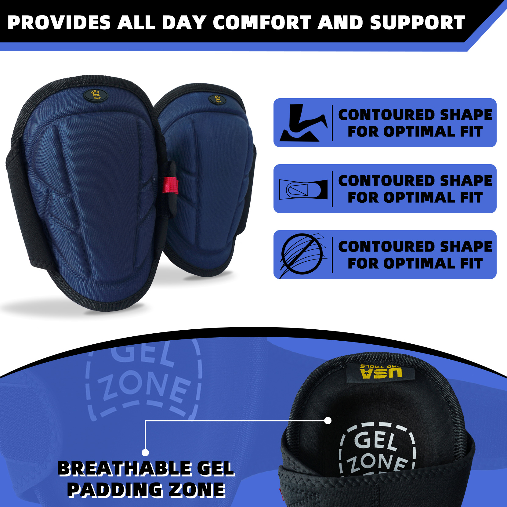 MELOTOUGH kniebeschermers met verstelbare bandjes, kniebeschermers voor werk, duurzame kniebeschermers, gelkniebeschermers.