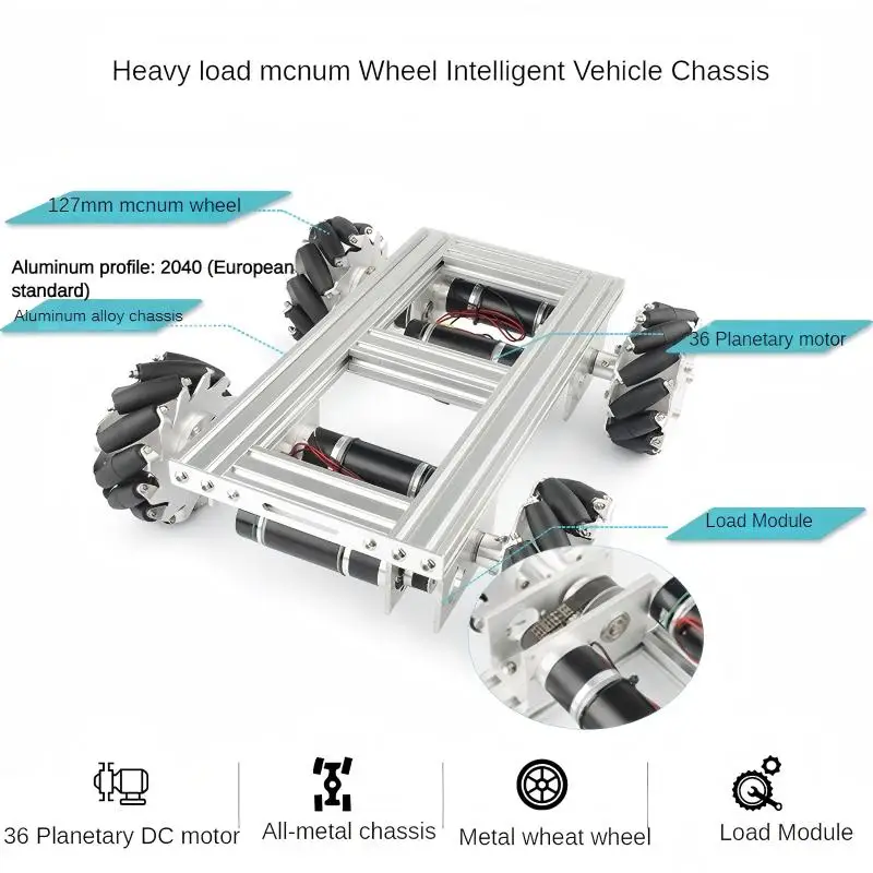 35 kg robuster 4WD-Mecanum-Radwagen, omnidirektionaler mobiler Roboter mit Motor, Metallgehäuse für Forschung, programmierbarer Roboter