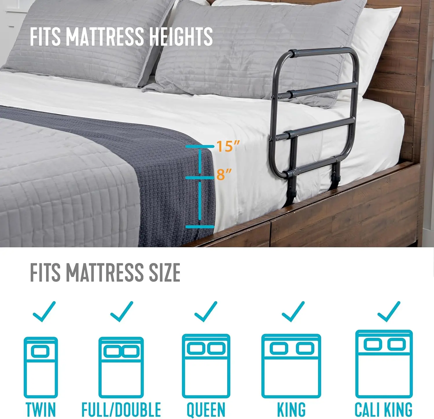 Life Bedside Extend-A-Rail, Adjustable Bed Rail for Elderly and Bedside Standing Assist Grab Bar (Eligible for VAT Relief in the