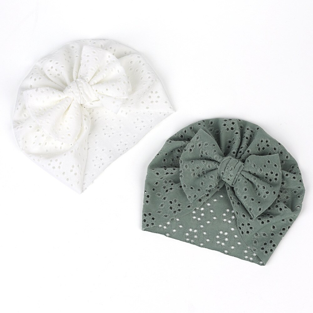 Respirável oco fora poroso arco Fetal Cap para crianças, cocar, cor sólida, branco, verde, rosa, bebê, 3 pcs