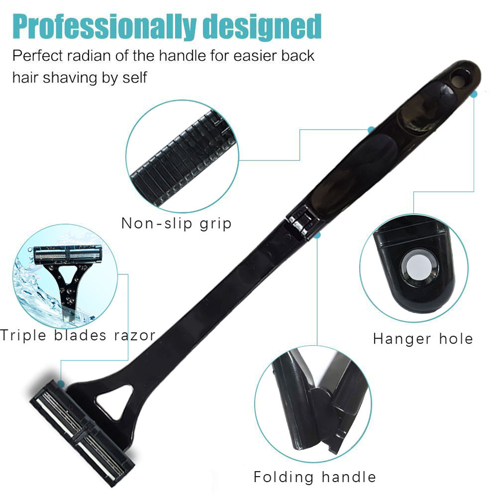 Мужская бритва для спины, бритва для тела, безопасная длинная ручка, складной триммер для удаления тела, ног, бритва для бритья, инструмент для волос с лезвиями