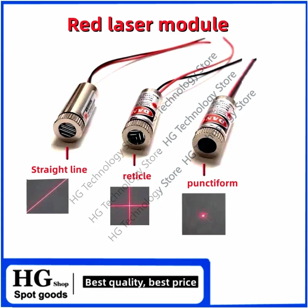 Módulo láser de 12mm, cabezal láser rojo de grado industrial, longitud focal ajustable, 650nm, 5mw, línea recta en forma de punto