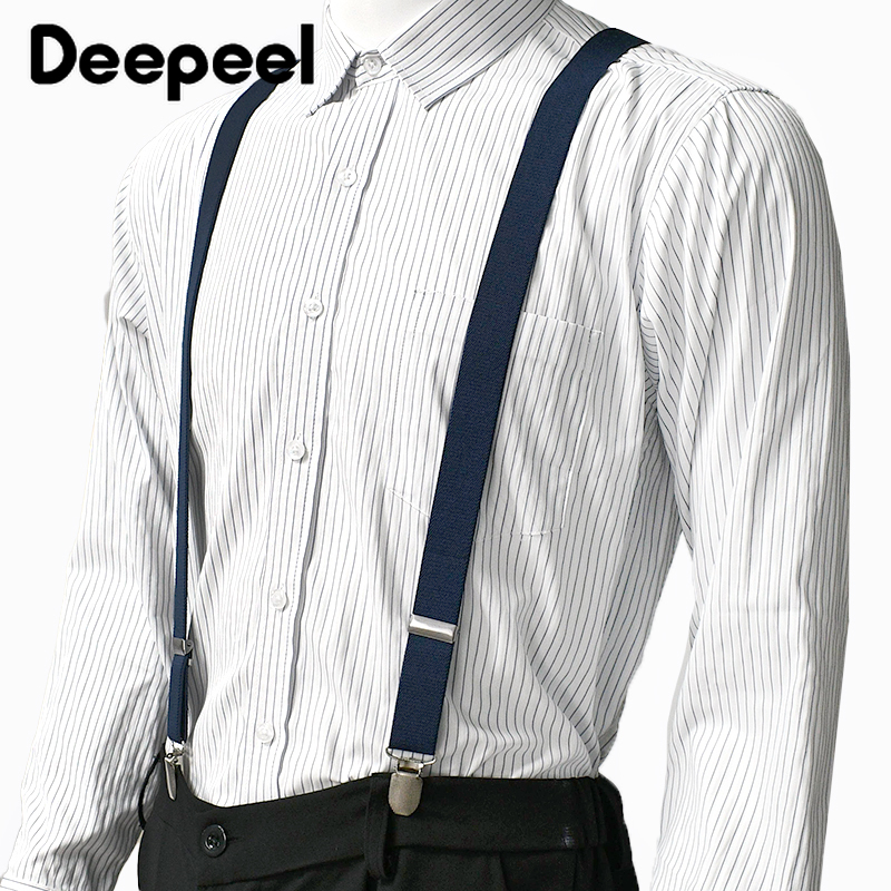 Deepeel-suspender de 4 Clips para hombre, arnés elástico ajustable tipo Y, correa ancha, suspensorio, accesorios DIY, 2,5x100cm, 1 ud.