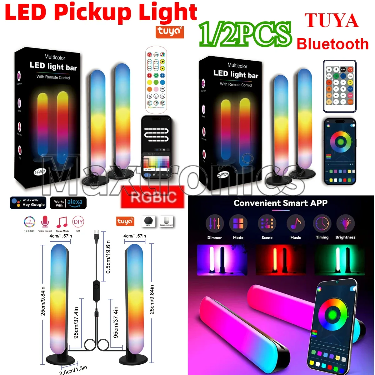 Bluetooth/TUYA RGB Pickup Licht mit Fernbedienung USB Musik Rhythmus Licht für Zimmer Bar Dekor Weihnachten Atmosphäre Desktop Lampe