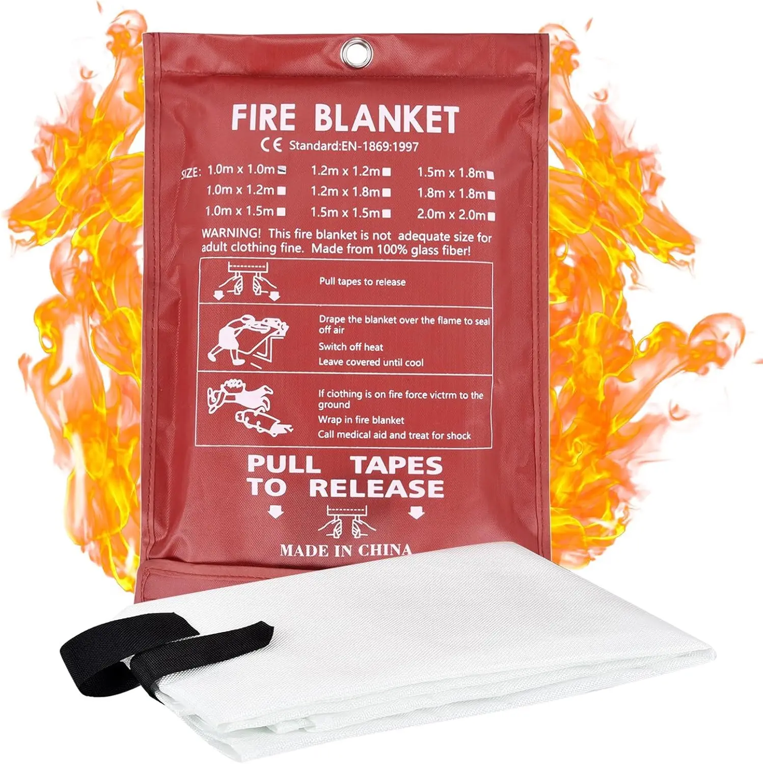 1/1.2/1.5/2M Coperta antincendio Combattimento Estintori Tenda Emergenza Coperte antincendio Sopravvivenza In fibra di vetro Rifugio antincendio Copertura di sicurezza