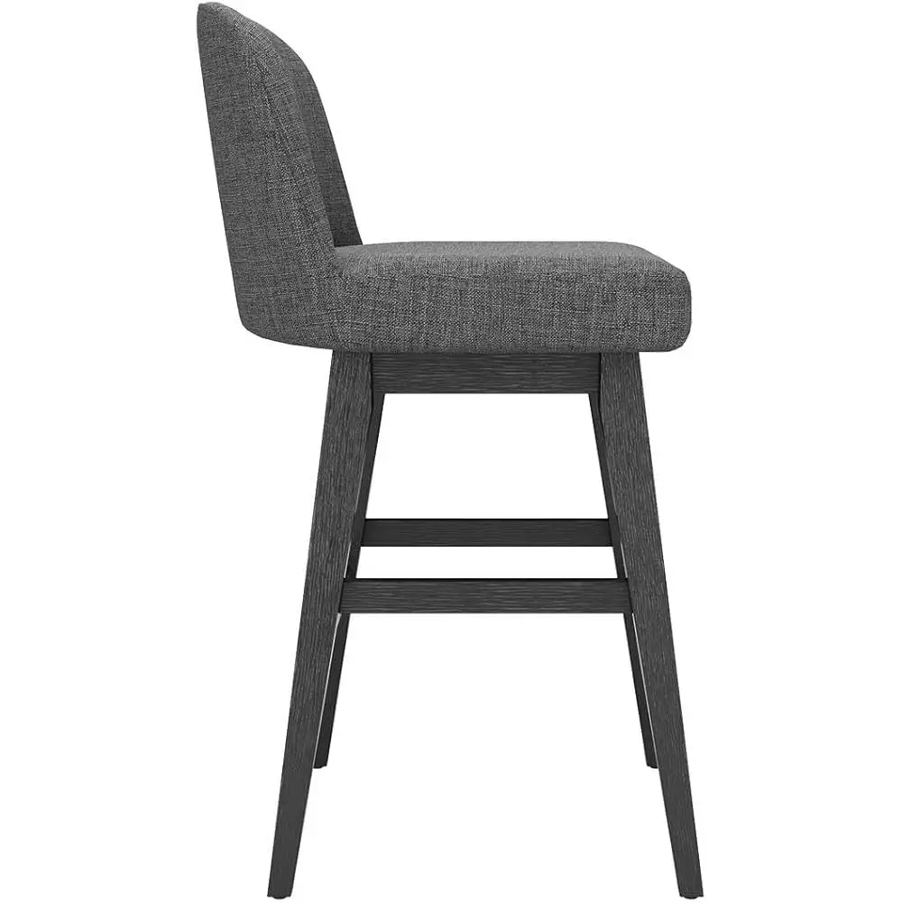 Modern 360° Swivel Bar Stools Set of 2 Counter Height Upholstered Stools with Backs Solid Wood Legs Kitchen and Bar