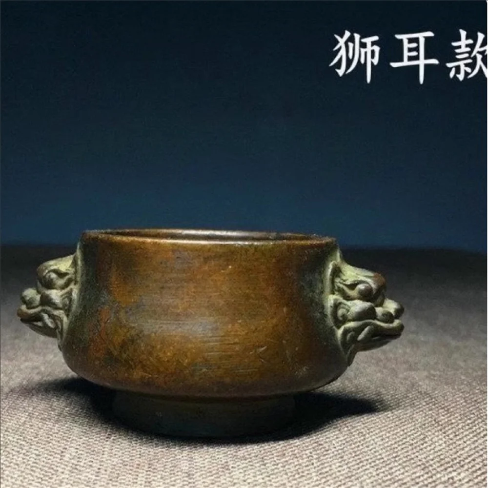 Quemador de incienso de cobre púrpura de imitación, gran quemador de incienso Ming Xuande elefante León