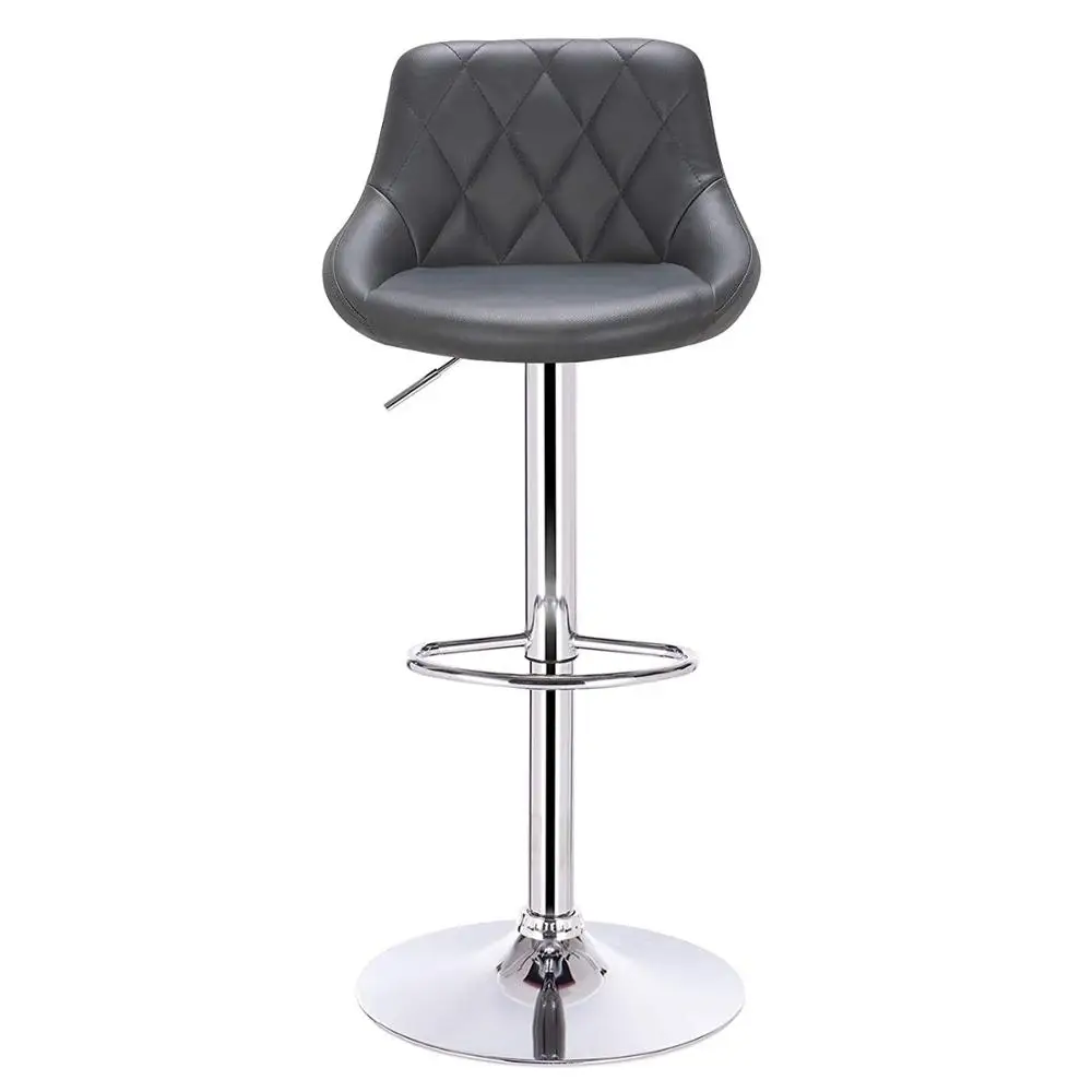 WOLTU 1PC Height-Adjustable Swivel Bar Chair Leather/Velvet Rotating Bar Stool Lifting High Stool with Footrest for Pub Home