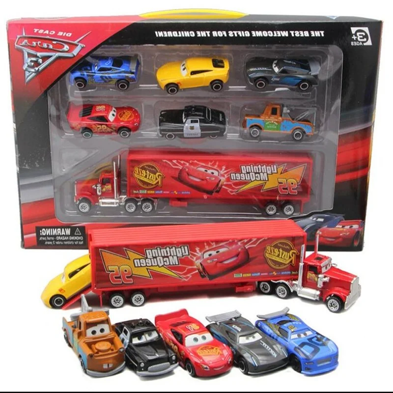 Disney Pixar Auto 3 6/7-teiliges Set Lightning McQueen Jackson Storm Mack Onkel Truck 1:55 Dietcast Metallauto Modell Kinderspielzeug Geschenk