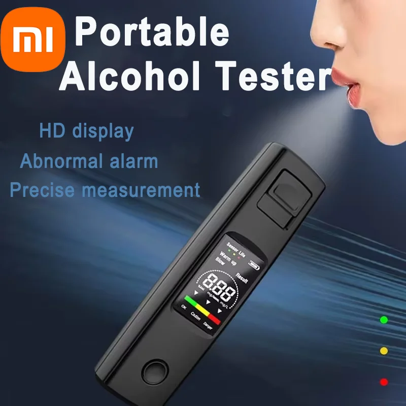 Xiaomi детектор алкоголя портативный профессиональный высокочувствительный зарядный алкотестер типа c пьяный вождение автомобиля электронный инструмент