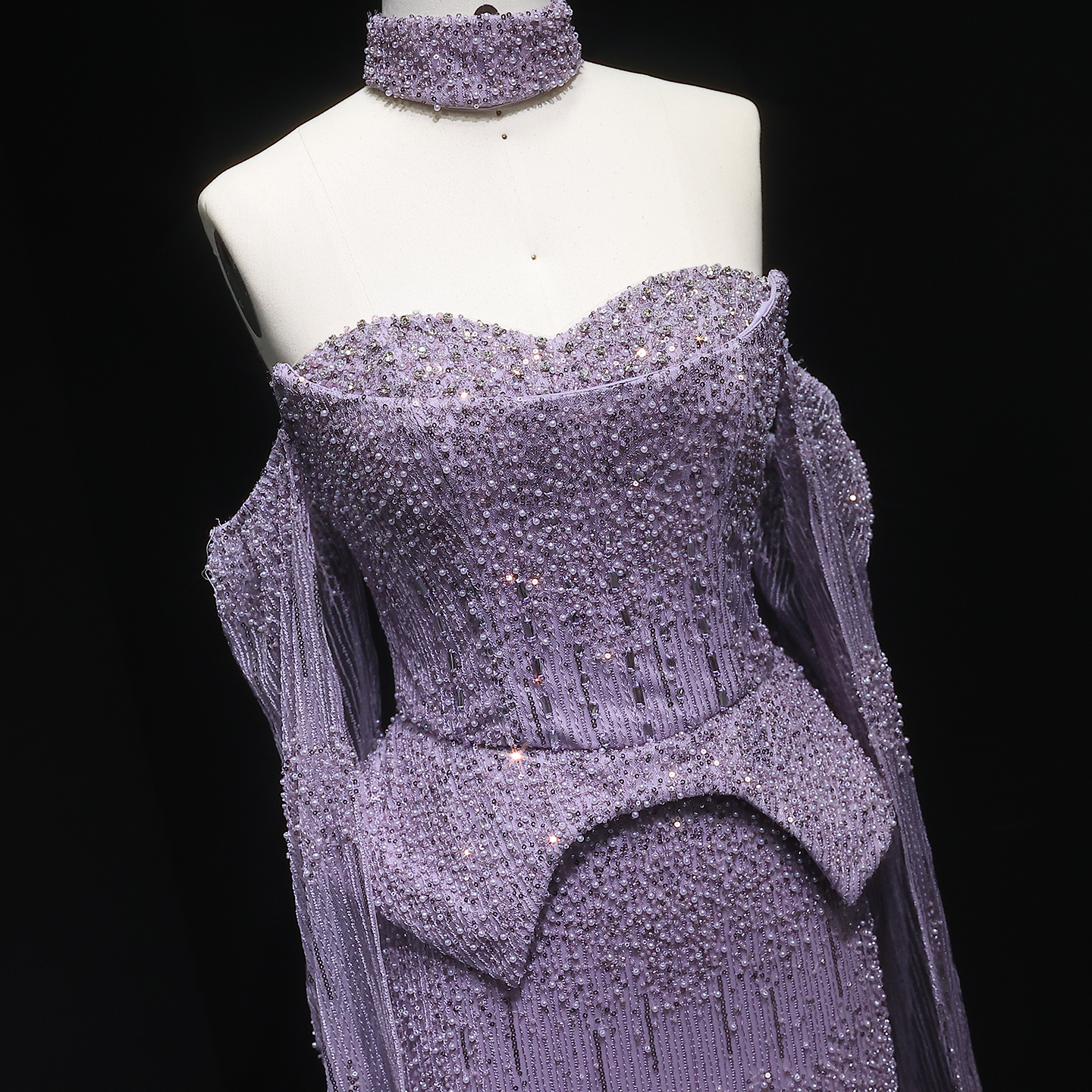 Sharon Said Luxury Grey Crystal Evening Dress with Cape Sleeves 2025 Elegant Off-Shoulder Weddin Party Gown SS558 Customized